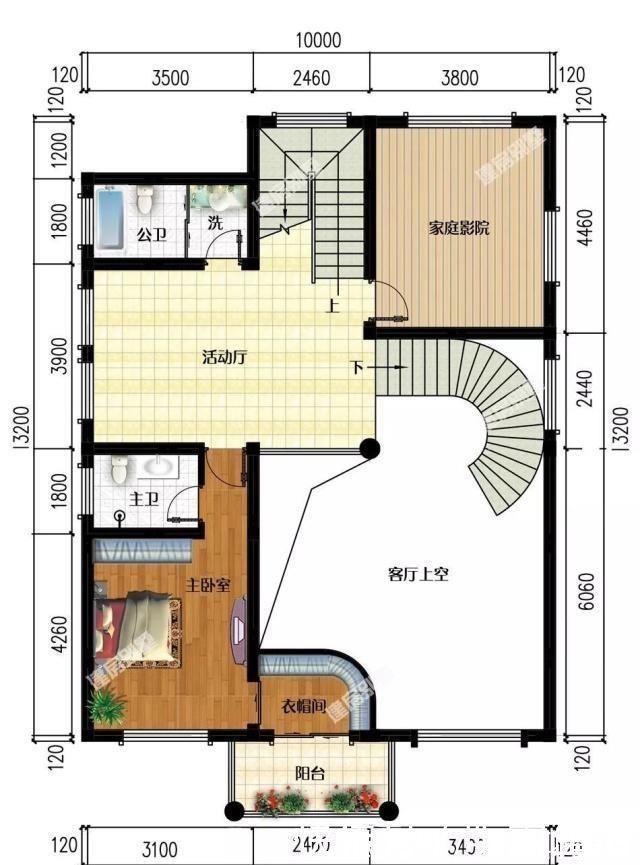 平面图|3栋面宽10米的自建房,都用到弧形楼梯,乡村生活也会让人羡慕