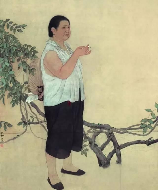 工笔画|国画:何家英画笔下的怜怜女儿态,不同寻常的美感!