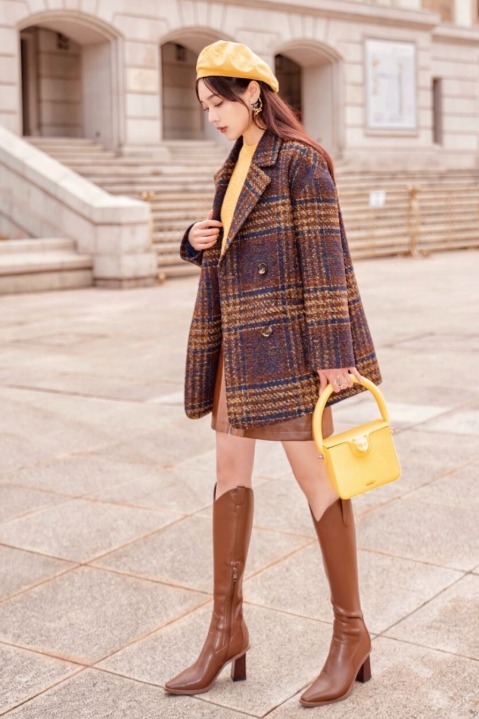 半身裙 2021年超火的“格纹外套”,分分钟穿出高级感,这样搭保暖还好看