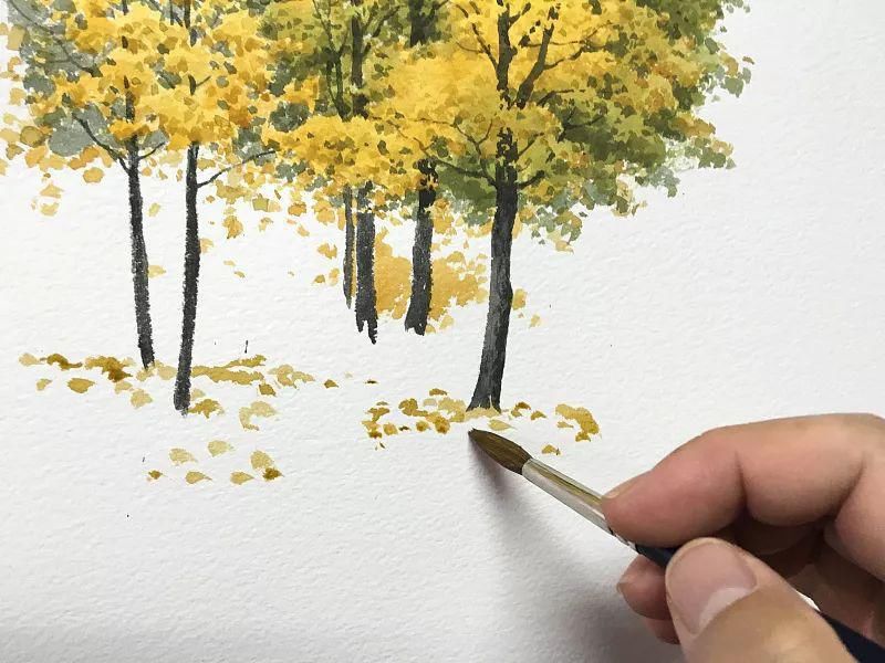  树叶|点、点、点，水彩画树就是这么简单！