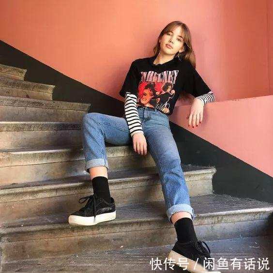 t恤|谢杏芳1米78的身高真占优势,穿牛仔裤腿又细又长,配白T也好惹眼
