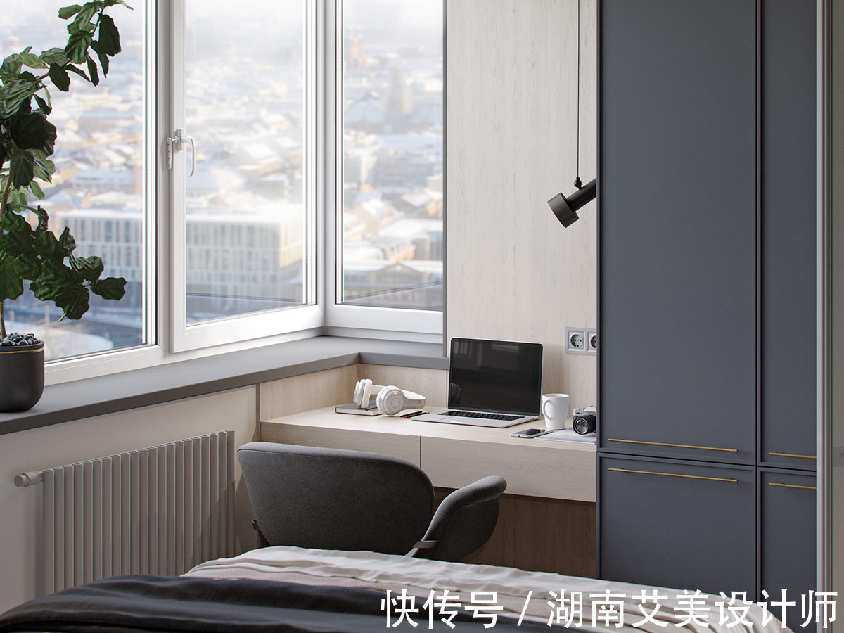 灰色|198平软装设计,深蓝色与灰色的碰撞