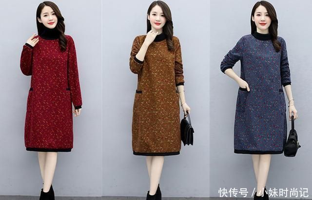 保暖|冬季高领加厚加绒连衣裙穿搭, 这几款舒适保暖又减龄, 穿上真美!