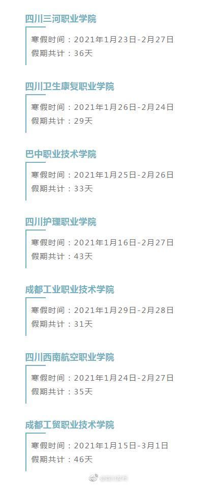 公布|四川53所高校寒假时间公布 你的学校放几天？