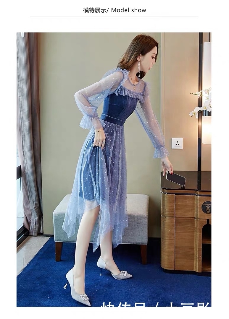 连衣裙:浪漫的网纱设计,走路时都自带性感的仙女气息