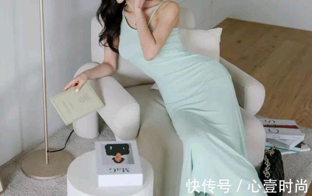 时尚|女神孙允珠高清时尚搭配:希腊风复古女神烟绿薄荷长裙