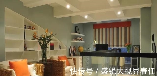蓝灰色|150㎡现代美式, 复式楼的过道, 利用得真巧!