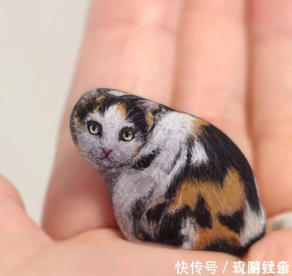 小姐姐$在石头上画画!日本小姐姐笔下的萌宠,惹9万网友围观:也想要一个