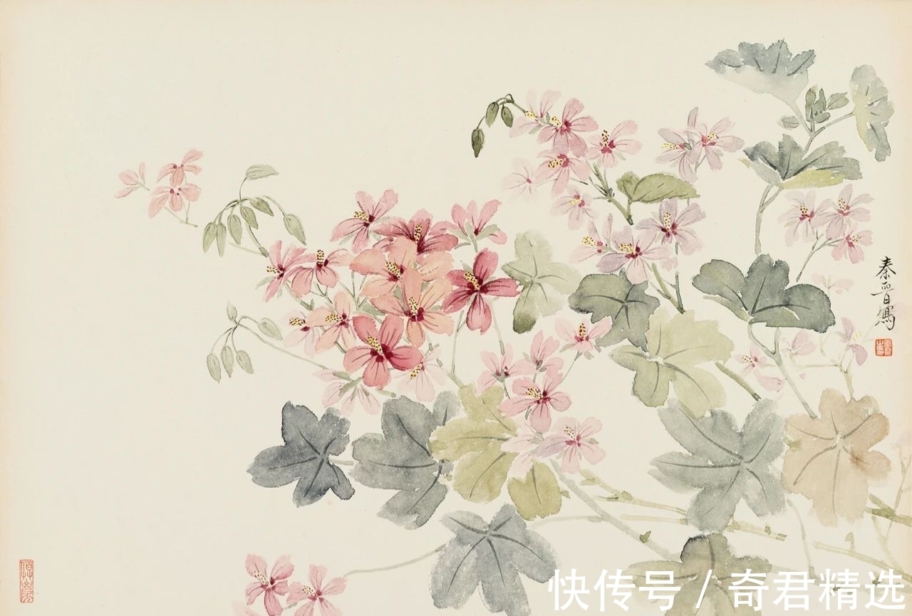 花卉$「津门网」用没骨法绘制花卉,这极其考验画家对笔墨色彩的把控