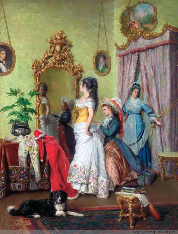 char#比利时绘画:画家查尔斯·巴格涅特典雅的淑女形象人物油画