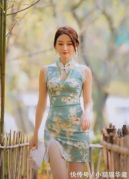 包臀裙 干净清雅的改良旗袍,与自然风景结合,让人过目不忘