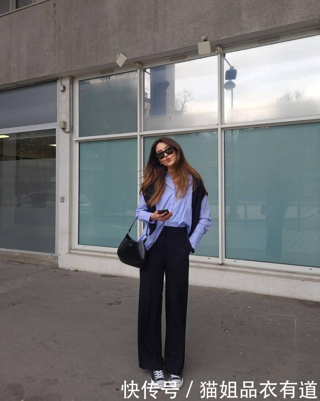 五一出行,要穿得舒适、大方一些,“裤装配平底鞋”就足够你美了