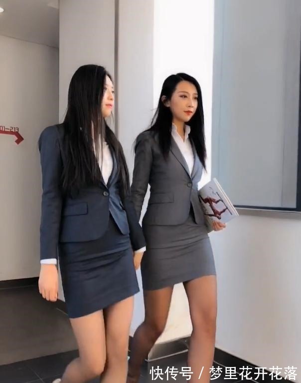包臀裙|白领职业装，一对闺蜜穿出了时尚感