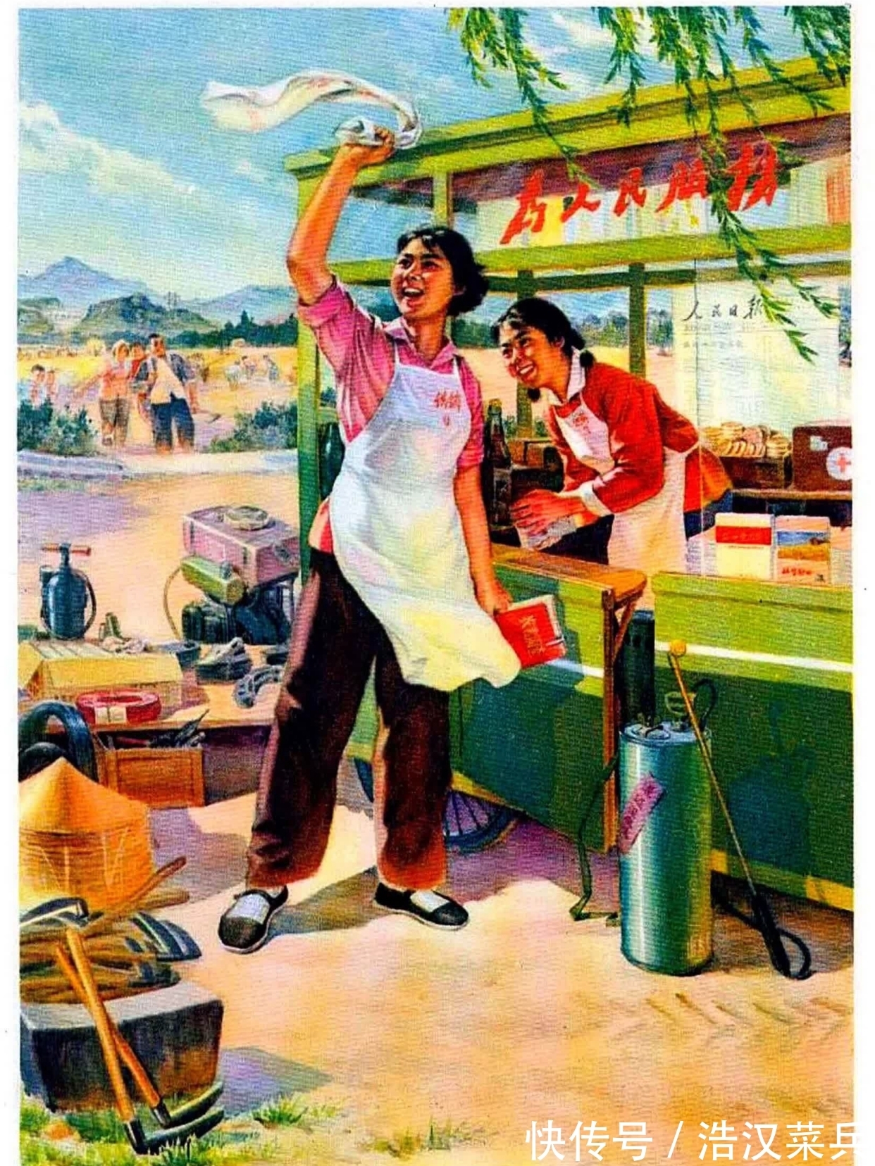 合作社!红色年代年画作品,青年勘察队,合作社里装电灯,扭转南粮北调