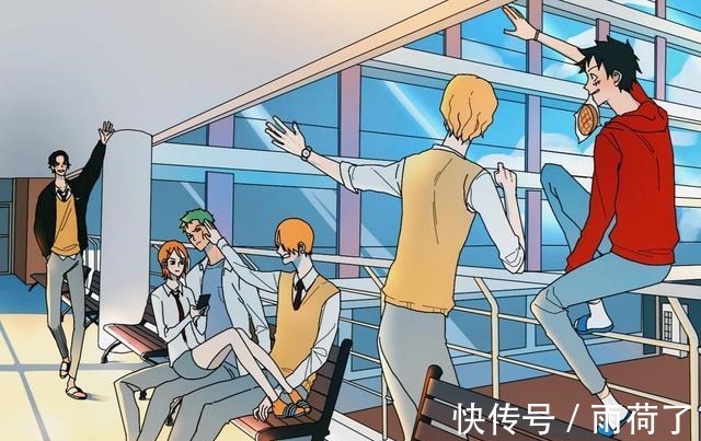 海贼王|海贼王校园风插画分享,DK氛围超标!ASL成为嬉戏的同班同学