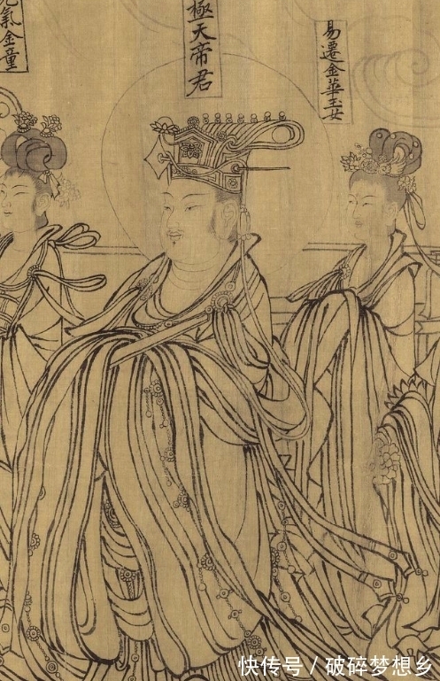 武宗元#满墙风动的众神,白描人物画范本——武宗元《朝元仙仗图》