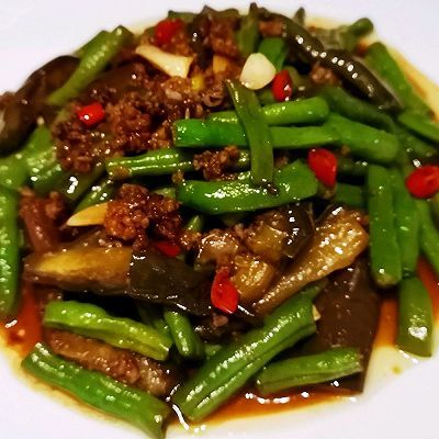 肉绍|茄子烩四季豆