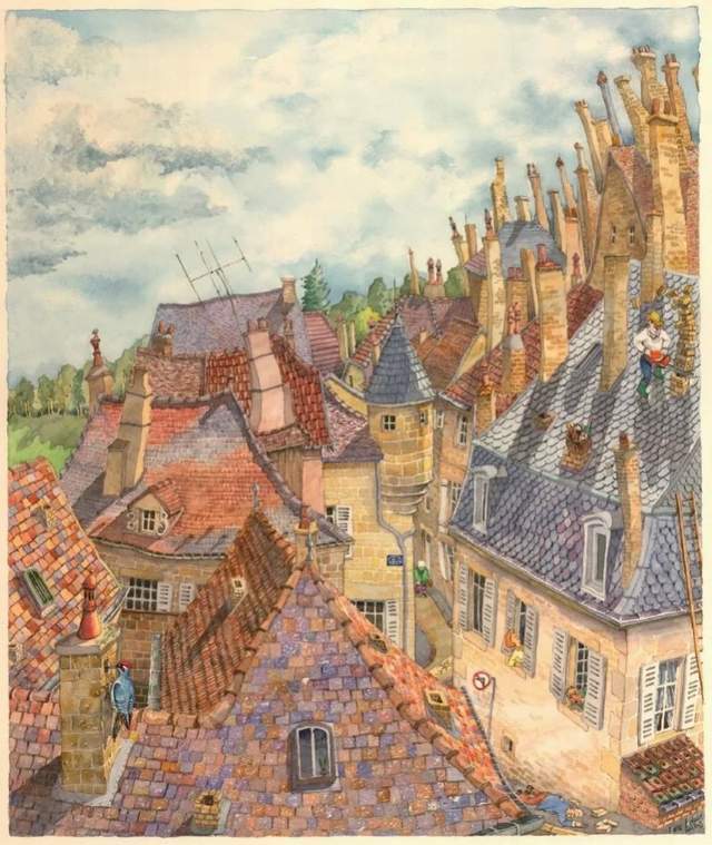 水彩&颇有想象力的插画:童话故事般的建筑水彩