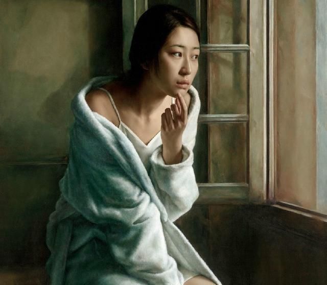 油画$冷军遇到真高手,超细腻的油画作品,人物眼神充满故事