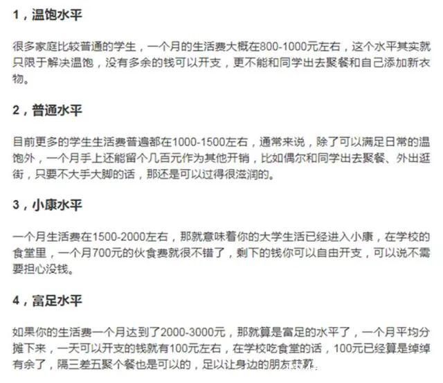 2020年大学生生活费等级来了，你给孩子的生活费在哪个水平