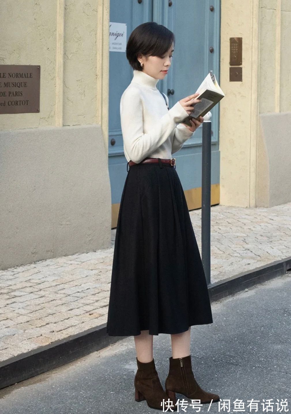 穿搭 膝下裙+短靴,才真正适合小个子中年女人,时髦减龄还更显高