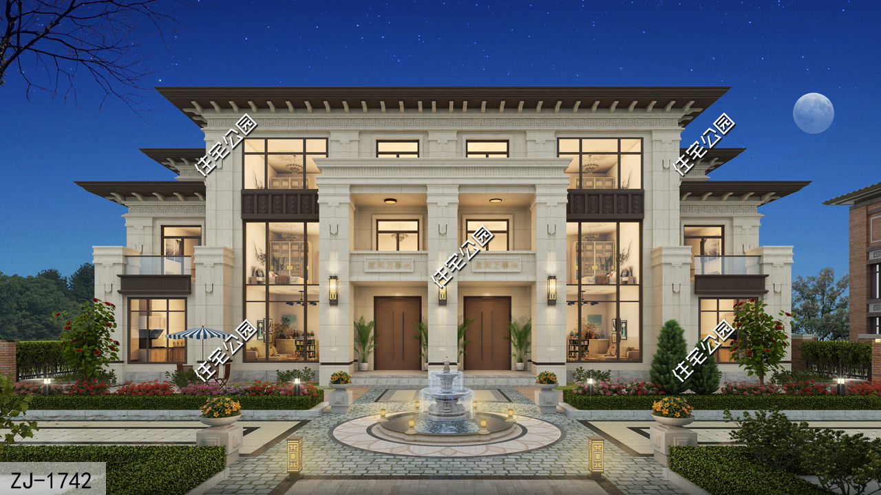 农村|适合兄弟自建的农村双拼别墅,27×16米三层大宅,这样建房才和谐