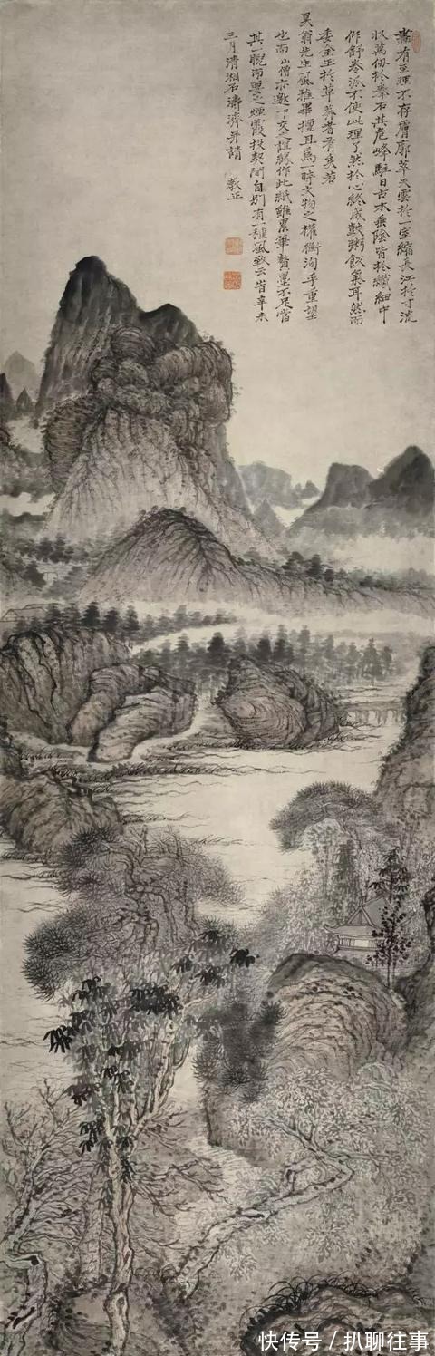 水墨纸本|清初四大画僧笔下的意境山水，不只是养眼
