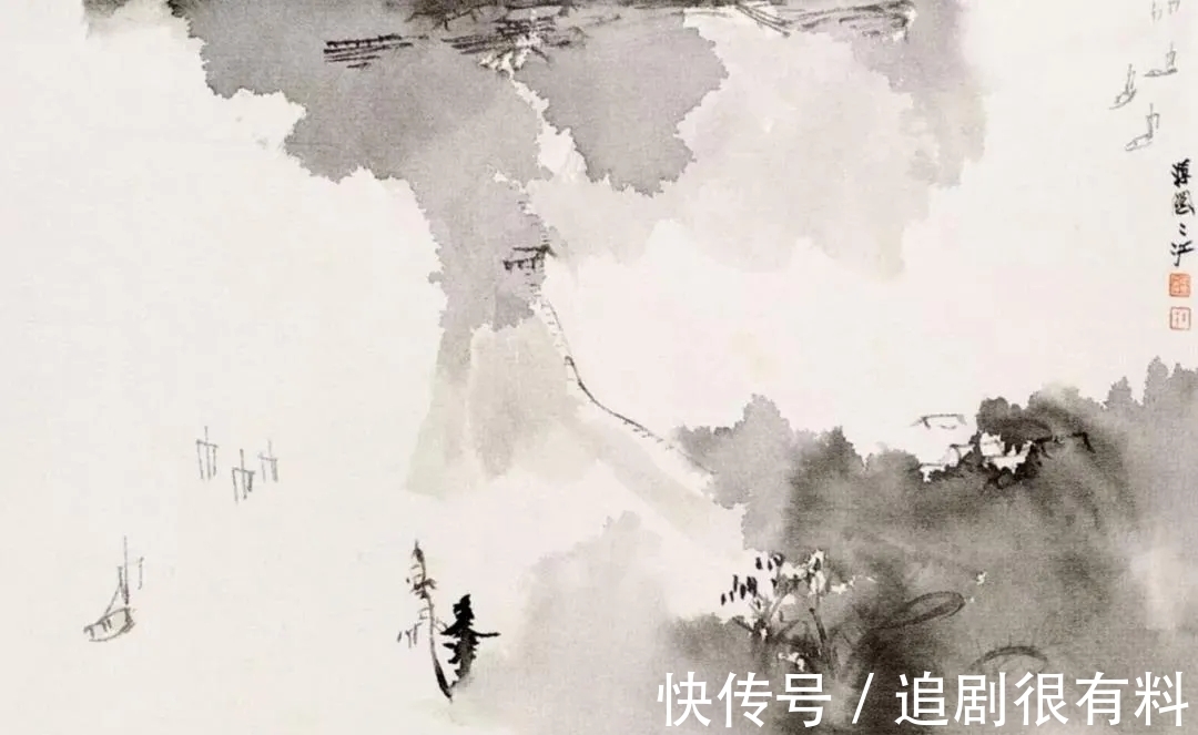 泼墨&张大千12开泼墨小品山水画,少见、难见!