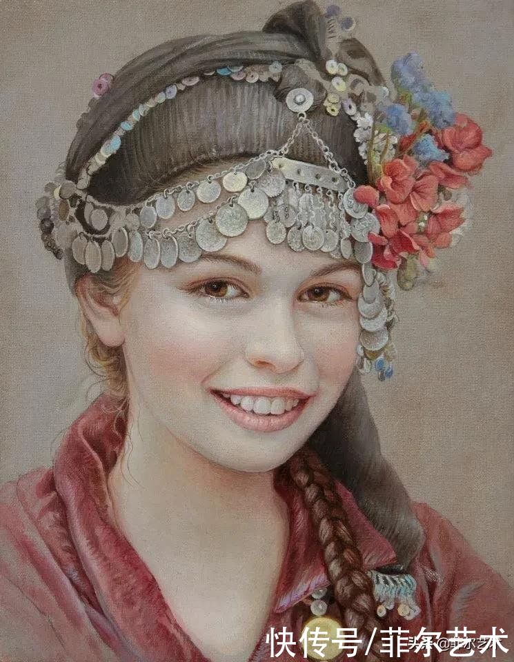 国立|女画家玛丽亚·伊利耶娃画笔下的美丽多彩的女性肖像和精美的花朵