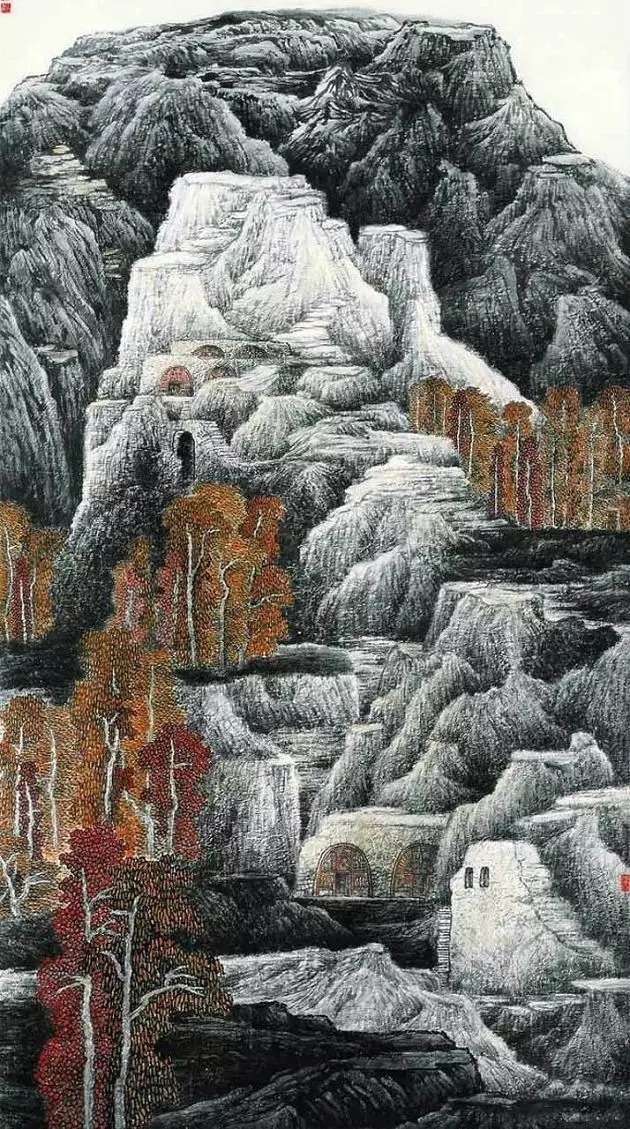 山水画$“江南鬼才”笔下的工笔山水画,色彩丰富,太震撼了!