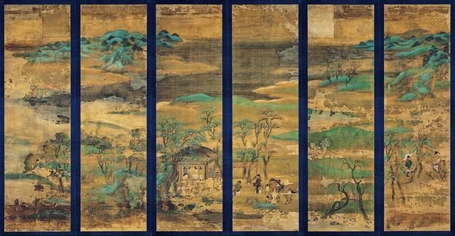 日本|日本平安时代唯一传世品--山水屏风画