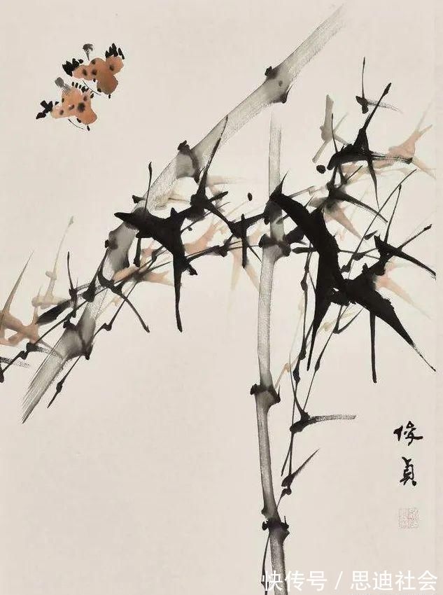 画法$国画中竹显气节,其画法并不局限于水墨,彩墨竹子别有韵味