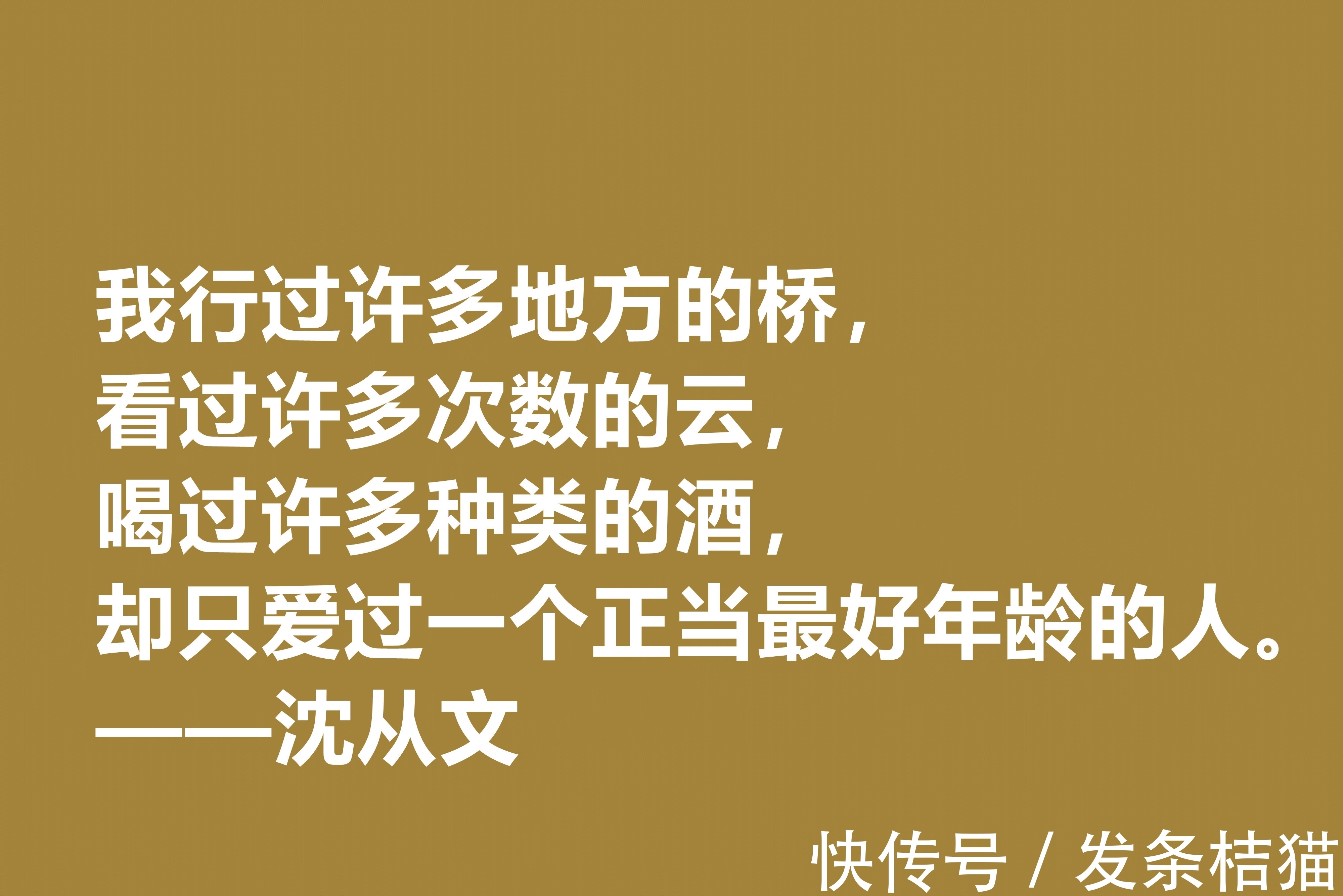 小说$深爱沈从文的小说，细品他十句格言，文化底蕴深厚，凸显其人生观