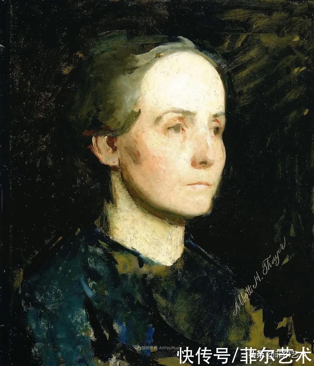 人物|空灵的天使，精美绝伦~雅培·翰德逊·泰勒女性人物油画作品欣赏