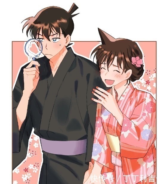 小兰|名侦探柯南画师笔下的情侣,平次看起来很腼腆,基德很慌张