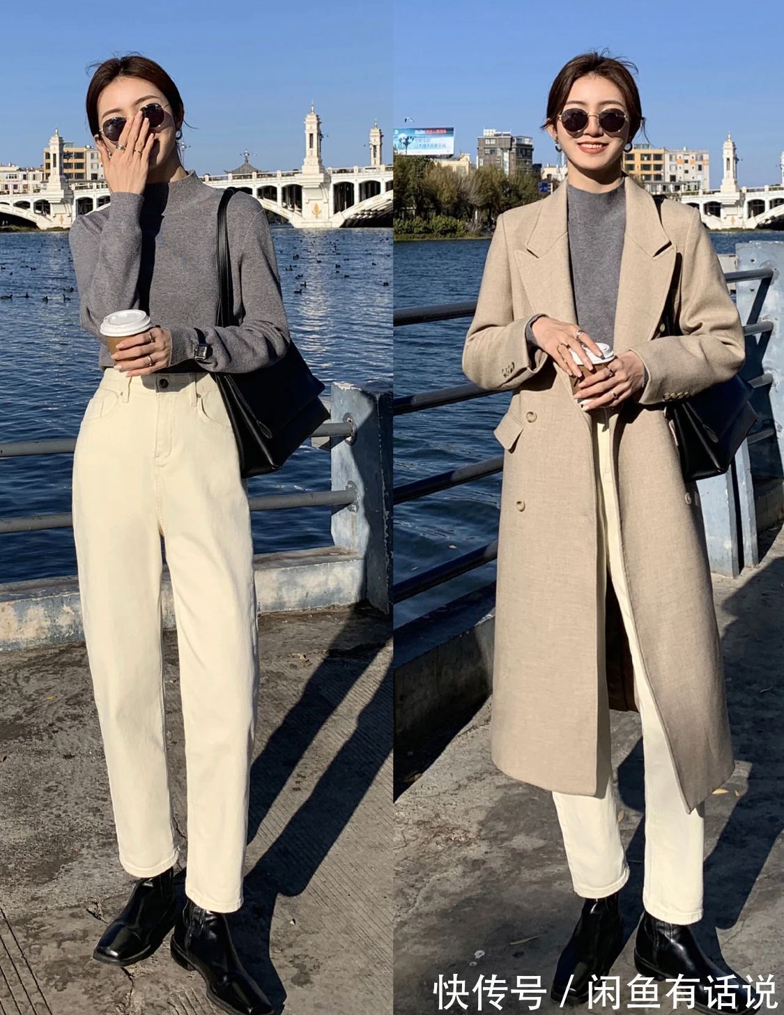 白裤子|纯色打底衫+白裤子,等于中年女人的气质基础,配西装大衣都好看