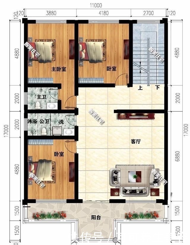 农村|两层简约农村别墅,平屋面做法,厨房餐厅不放主屋内!