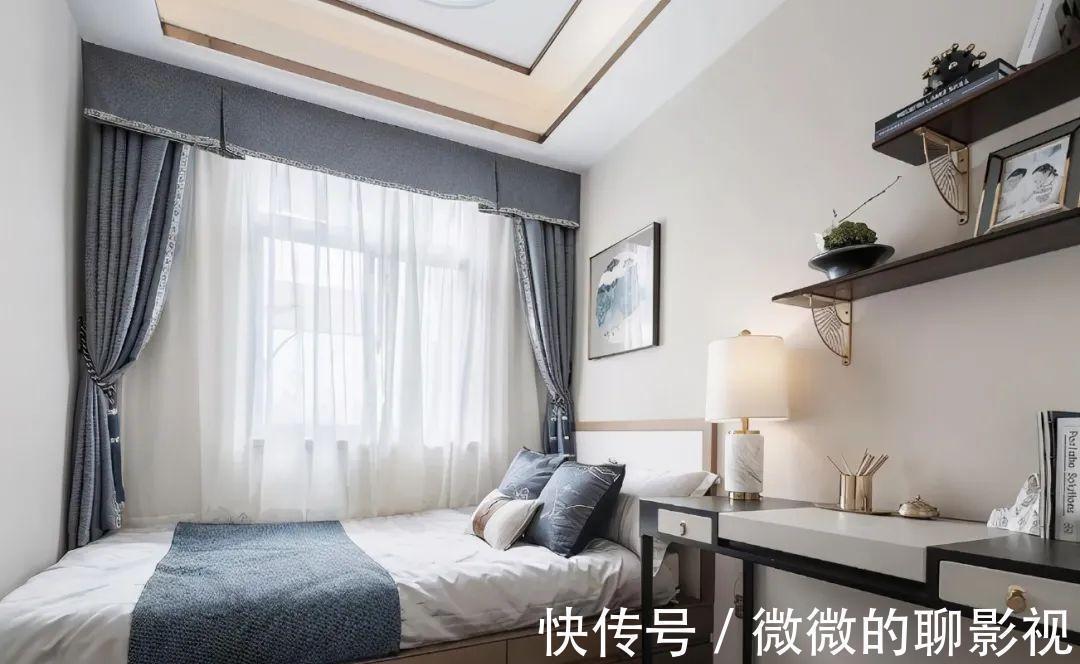 烟灰蓝|125㎡现代中式风新房,全屋烟灰蓝配色,清爽明亮!