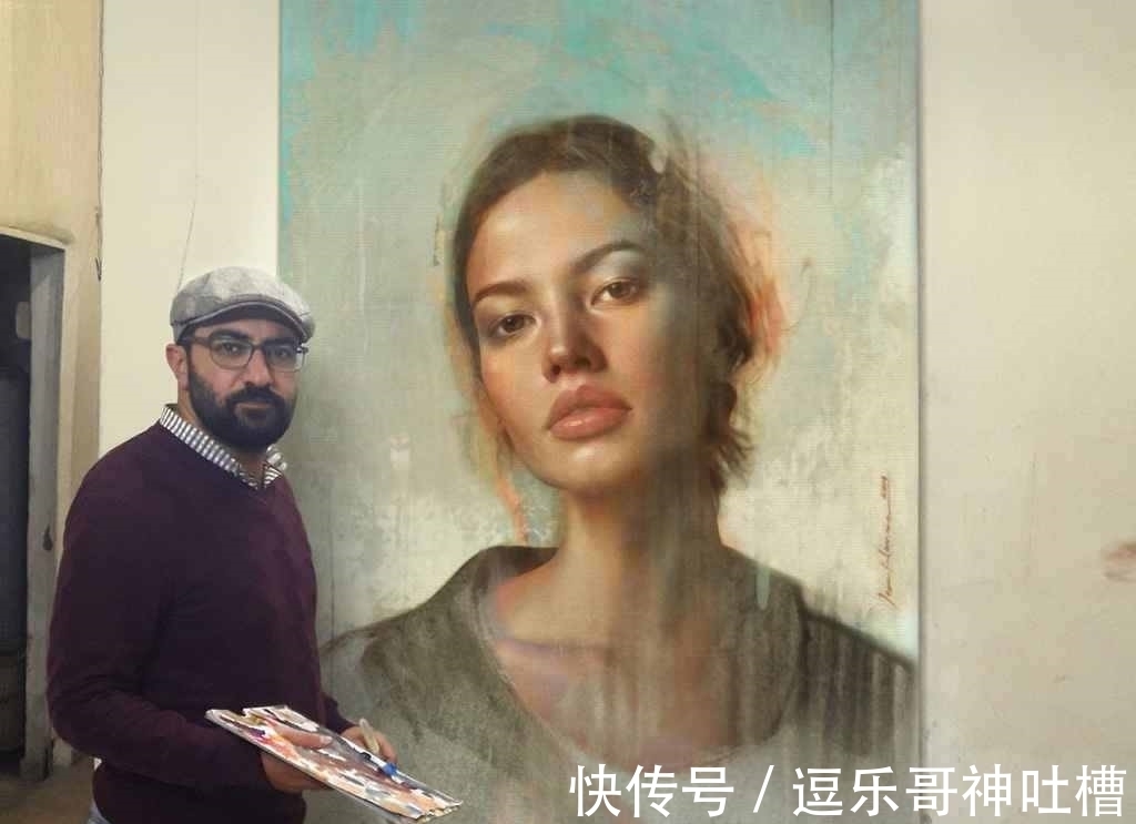 绘画本|想不到蜡笔头也能画出如此惊艳的作品——叙利亚画家汉拿的肖像画