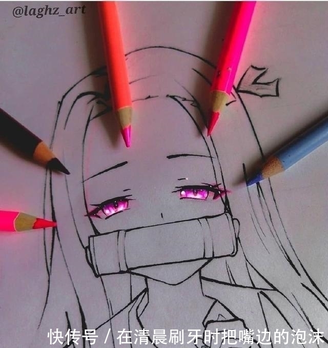 特效|绘画大佬笔下的《鬼灭之刃》,普通彩铅绘制的眼睛,仿佛开了特效