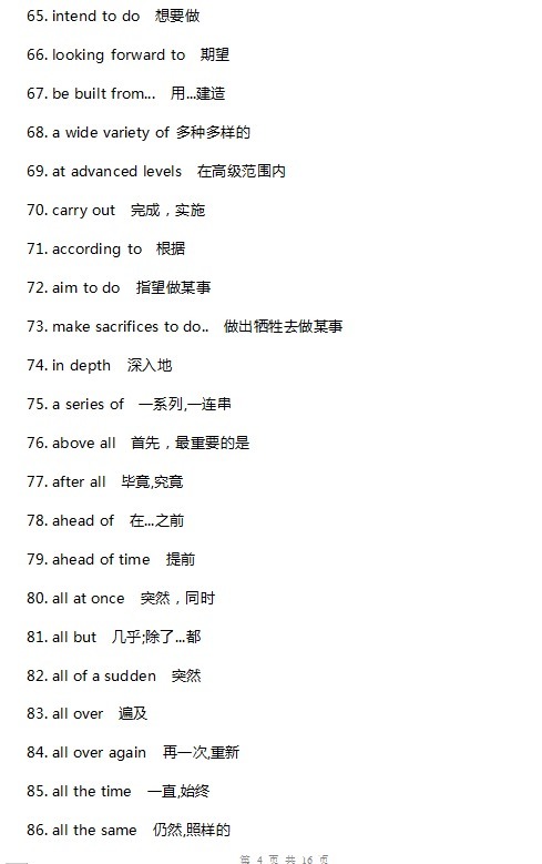 高中英语300条必背高频词组,考试常出,必须