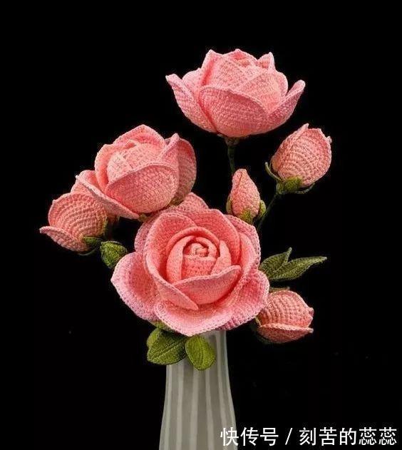 钩针玫瑰花,这么漂亮的花,都是一针一线钩出来的!附图解教程