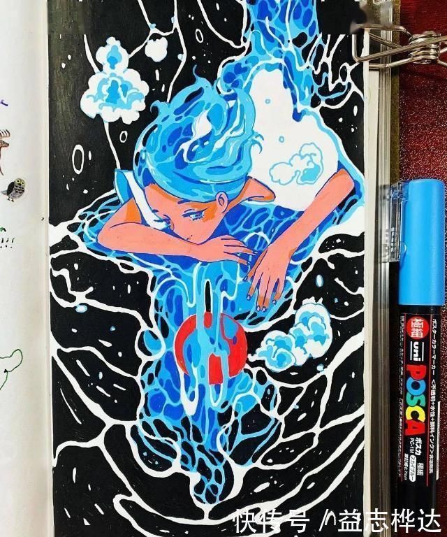 插画$哇马克笔画出水彩般效果,装饰感太强了,简单又漂亮,收藏