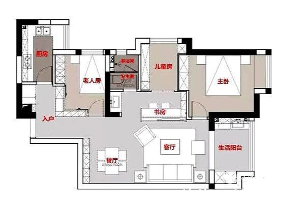 墙面|69㎡小户型的“逆袭”,变身3室2厅阳光房,色彩搭配精致出彩