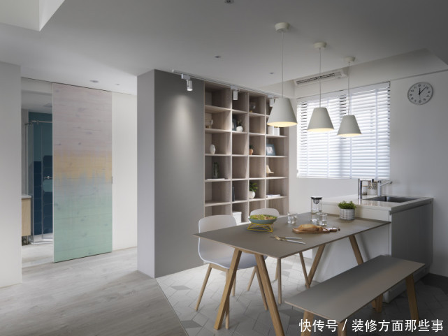 餐厅|100平北欧风二居室，既有现代简约的清新自然，还舒适方便打理