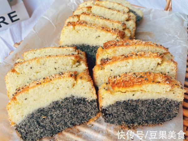 黑芝麻奇亚籽双拼香椰磅蛋糕～生酮无糖减脂