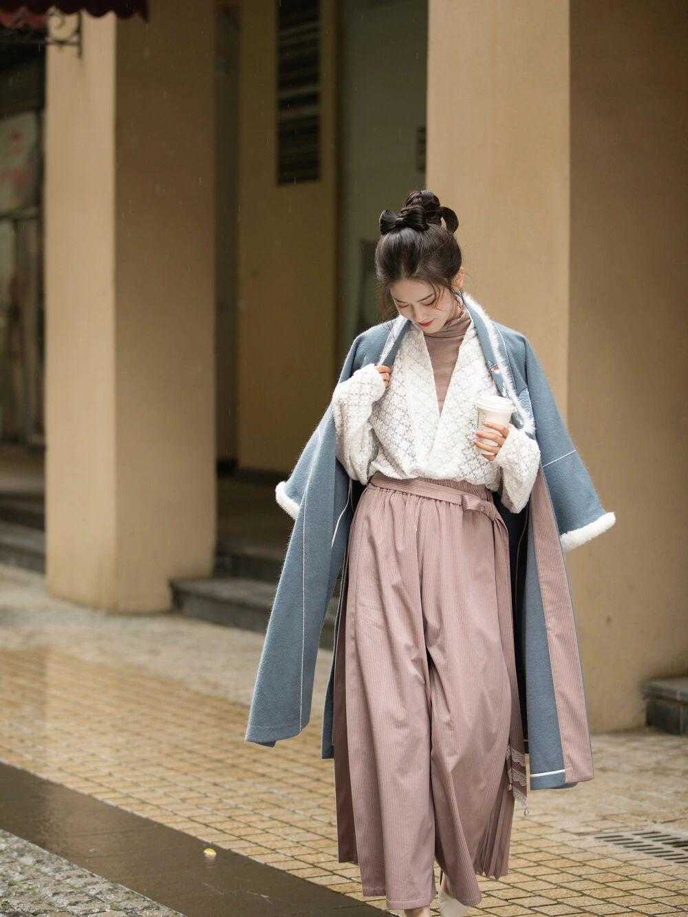 交领|冬季汉元素搭配,日常休闲气质温婉,出街就是最靓的女