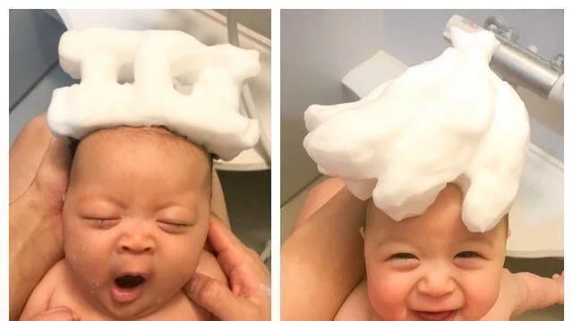 孩子|奶爸为讨老婆开心,每天这样给娃“洗澡”,“萌娃”爆红网络