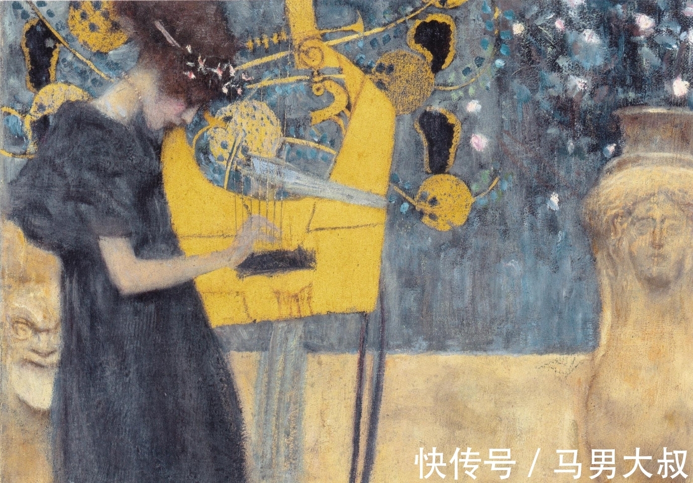 印象派@这幅油画透着娴静与清雅的感觉,是英国美术馆唯一的克里姆特油画