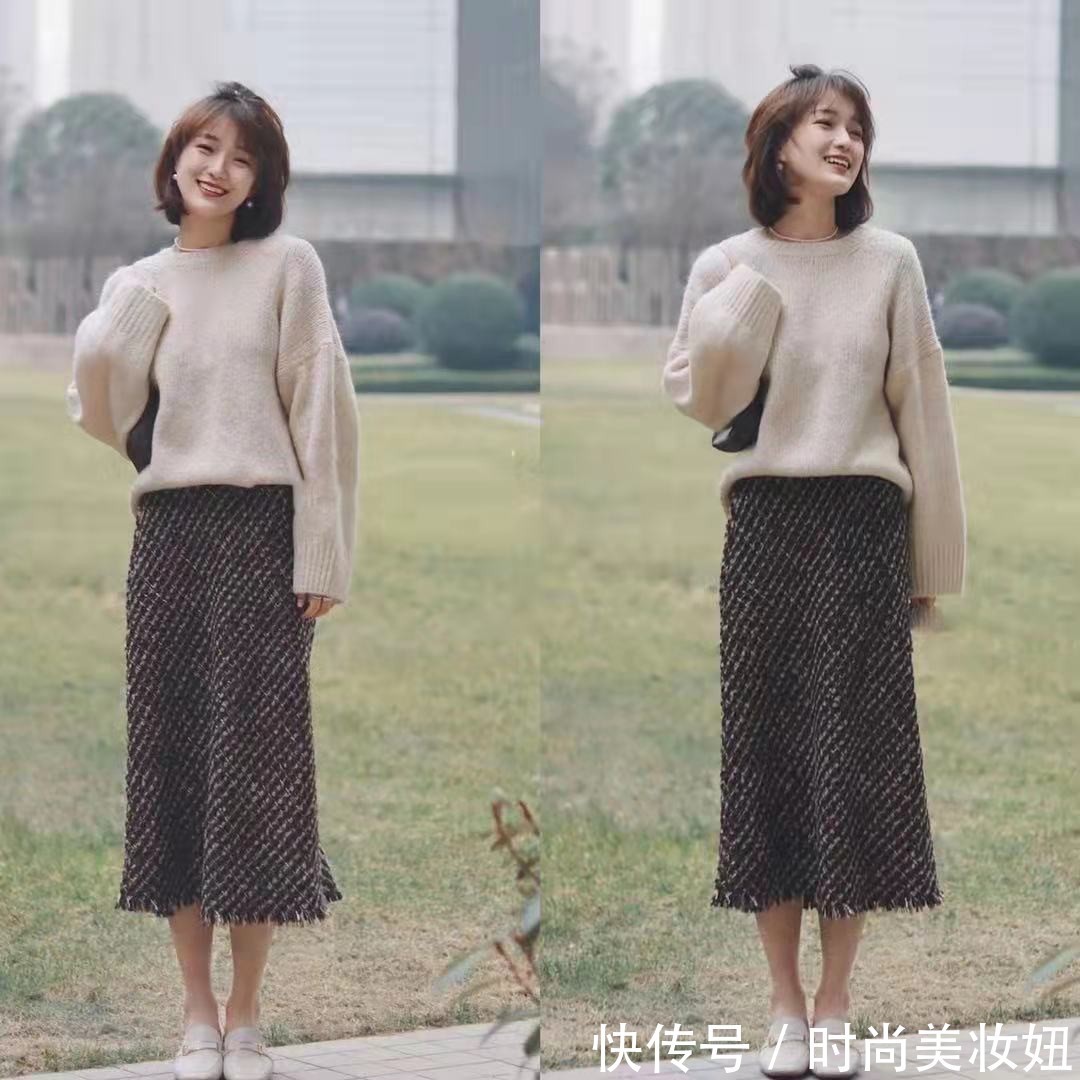 褶皱裙|“毛衣+半身裙”怎么穿更显气质?4个万能穿搭公式,高级又时髦